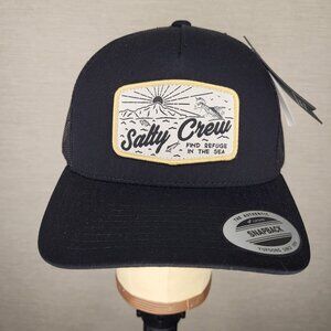 Salty Crew Frenzy Retro Black Trucker Hat NWT